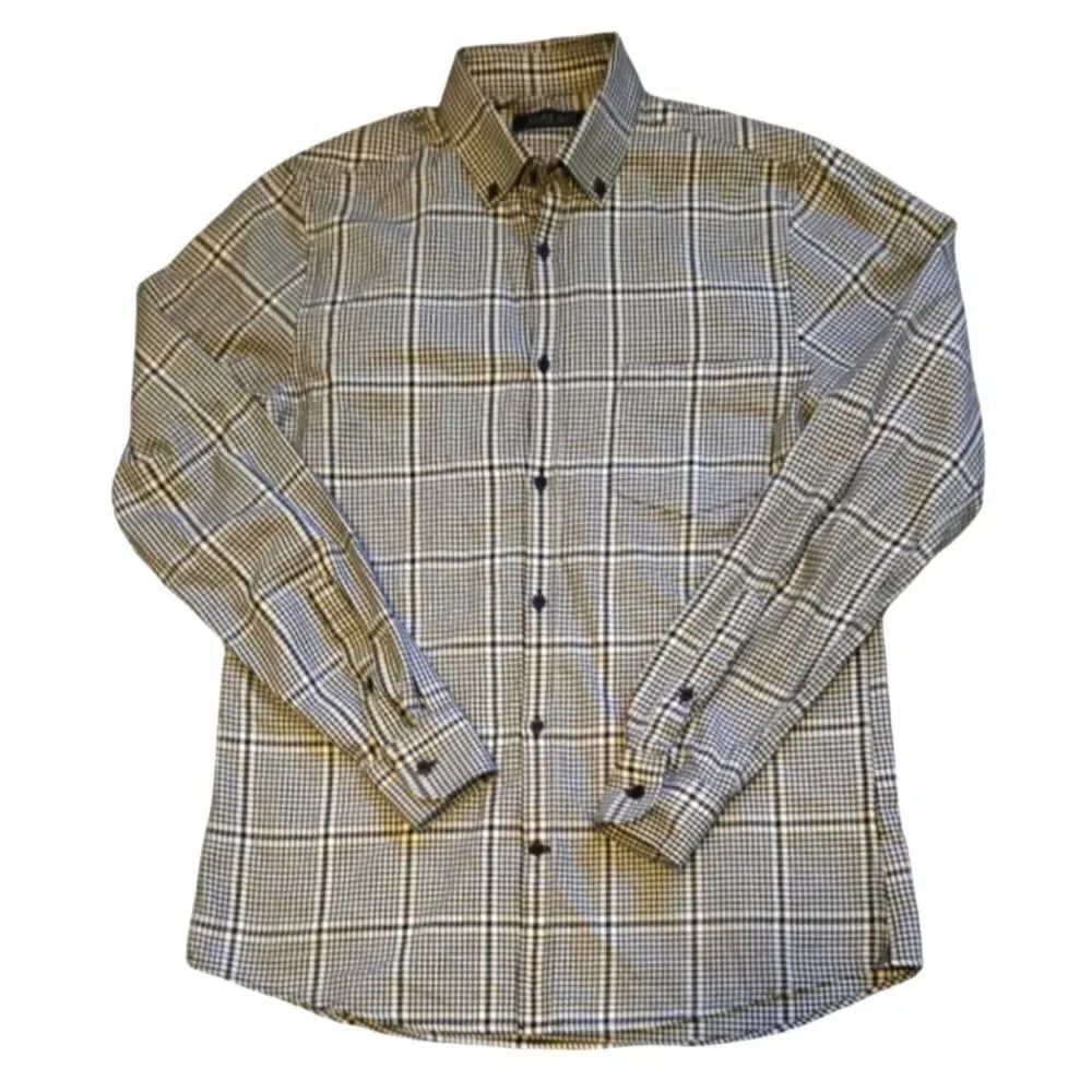 EC ZARA MEN'S PLAID HOUNDSTOOTH BUTTON DOWN SHIRT SZ.M